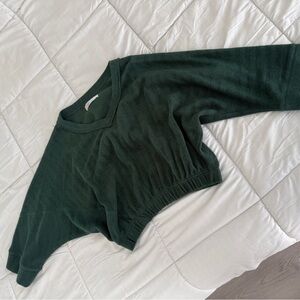 Free People Dark Green Off-the-Shoulder Sweater